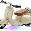 Electric Doll Scooter for 17cm Doll,Funny Doll Accessories with Music and Lights, 360 Rotatable Plastic Scooter Decoration Batteries Not Included (White)