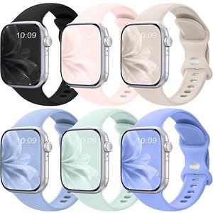 6 Pack Sport Band Compatible with Apple Watch Bands for Women Men, 38mm 40mm 41mm 42mm 44mm 45mm 46mm 49mm, Silicone Strap iWatch Band for Series 11 10 9 Ultra 8 7 6 5 4 SE 3 2 1