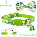 St. Patrick's Day Cat Collar with Bow Tie and Bell, Adjustable Breakaway Shamrock and Rainbow Kitty Collar, Holiday Accessories for Cats and Kittens, Boys and Girls