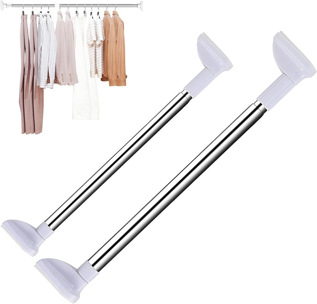 Drill-free Telescopic Tension Rod for hanging Clothes, Adjustable Nonslip Clothing Drying Rod, Stainless Steel Curtain Hanging Rack, for Bathroom, Window, Closet, Room Divider (15~22 + 19.7~31.5)