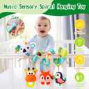 Jollybaby Crib Stroller Car Seat Toys for Baby 0-3-6-9-12 Months, Tummy Time Hanging Sensory Toys for Newborn with Music Box and Teether, Spiral Carseat Toy for Infant Boys Girls Gifts (Grey)
