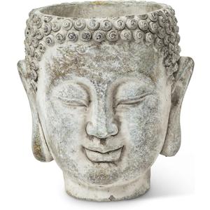 Abbott Collection 27-DHARMA/350 SM Small Buddha Head Planter, Grey (5.5" H)