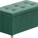 BRIAN & DANY 30 Inches Folding Storage Ottoman Bench, Ottoman with Storage Bench for Bedroom, Living Room, Entryway, Foot Rest with Legs, Dark Green
