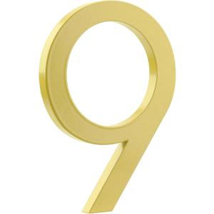 HASWARE Floating House Number 6 inch Stylish Door Numbers Alphabet Plaque Street Home Address Numerals (Golden, 9)