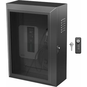 VIVO Wall-Mounted EV Charger Protective Box with Digital Safety Lock and Keypad, Tempered Glass Front Panel, Heavy Duty Outdoor Charging Case, Black, Mount-EVCG1