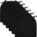 Wellsin Chair Cushions for Dining Chairs 6 Pack - Kitchen Chair Cushions with Ties and Non-Slip Backing - Dining Chair Pads 16"X16"X2", Black