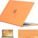 EooCoo Case Compatible with MacBook Air 13 inch M5 2026-2022 Release M4 M3 M2 A3449 A3240 A3113 A2681, Hard Shell&Keyboard Skin Cover&Screen Protector for Mac Air 13.6 inch, Matte Orange