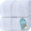 White Classic Luxury Bath Sheets Towels for Adults Extra Large 35x70 Inch - 700 GSM Turkish Cotton, Highly Absorbent | Hotel Collection | 2 Pack