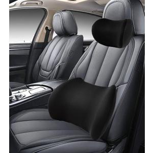 2025 New Car Headrest Pillow Set.  The car Neck Pillow is as Soft as a Marshmallow, and the Lumbar Support Pillow for the car can Soothe Lumbar Fatigue. Relieve Your Driving Tiredness. (Black)
