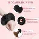 Hair Bun 100% Human Hair Natural Straight Messy Bun Hair Piece with Elastic Scrunchie for Women & Girls- 2 PCS Jet Black