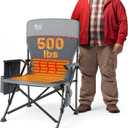 TIMBER RIDGE Oversized Heated Camping Chair for Outdoor Sports, High Back Padded Lawn Chair for Adults Support Up to 500lbs with Cup Holder, Side Pocket(Power Bank not Included) (Gray With Heating Function)