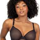 Smart & Sexy womens Sheer Mesh Demi Underwire Bra (36DD, Black Hue (Mesh))