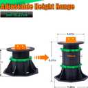 4 Pack Adjustable Height Bed Frame Support Legs, Bed Frame Center Support Legs 5"-12.5", Adjustable Bed Frame Support Legs for Bed Frame Stability and Strength