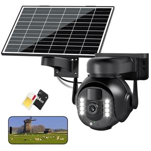 NEYESECU 4K 8MP 4G LTE Cellular Security Camera, Outdoor Wireless Camera with Integrated SIM, Night Vision, Two-Way Audio, PIR Motion Detection, IP66 Weatherproof, SD Card Playback.