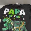 Papa of the Three Rex Birthday Dinosaur Family Matching T-Shirt, Black, Large