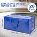 Blue Moving Bags - 20 Pack Extra Large Heavy Duty Storage Bags With Zipper & Reinforce Handles | 29x14x13 Inch Moving Tote Bags Bulk For Clothing, Shoes, Travel