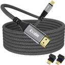 USB C to HDMI Cable 50 FT, 4K Type-C to HDMI Braided Cord, [Thunderbolt 3/4 Compatible], for iPhone 15 Series, MacBook Pro/Air, iPad Pro, Galaxy S23, Note 20, Surface, Dell, HP, with 2 HDMI Adapters