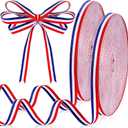 Red White Blue Striped Grosgrain Ribbon Use for Memorial Day Gift Wrapping, Party Decoration, DIY Crafting and Sewing (Red, White, Blue,3/8 Inch x 100 Yard)