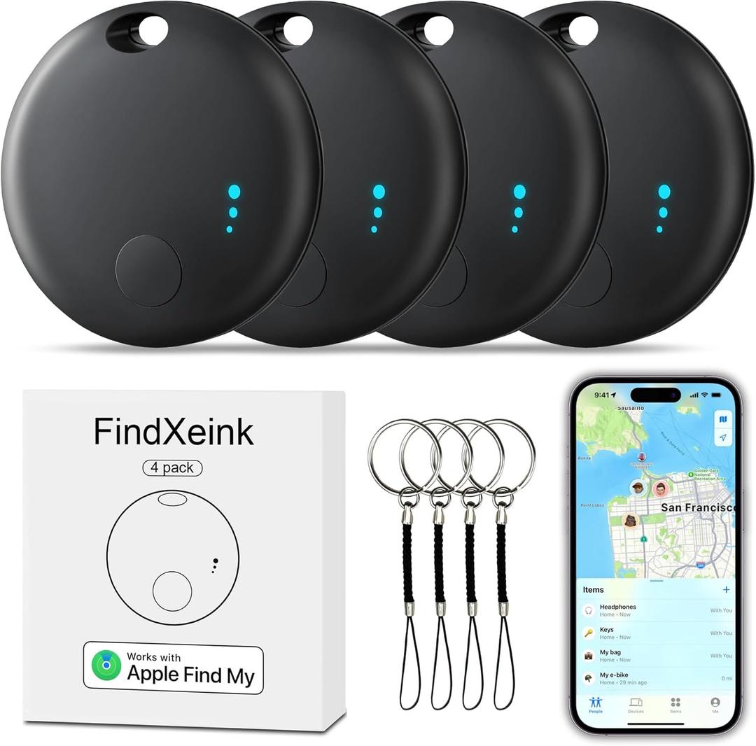 Tracker Tag 4 Packs Bluetooth Tracker, Smart Tag Locator Tracking Device, Keys Finder and Item Locator,Air Tracker Item Finders with Find My(iOS Only) Track Your Keys,Wallet,Luggage (Black)