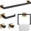 5 Pieces Bathroom Hardware Accessories Set Black and Gold Towel Bar Set,Wall Mounted Stainless Steel,23.6 Inch