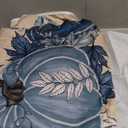 Horaldaily Fall Tablecloth 60×84 Inch Oval, Autumn Harvest Blue Pumpkin Floral Washable Seasonal Table Cover for Party Picnic Dinner Decor