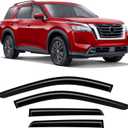 Tape-On Rain Guards Compatible with Nissan Pathfinder 2021-2024 Black Extra Durable Shatterproof Side Window Deflectors, Vent Window Visors, Wind Deflectors - 4 PCS