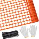 Plastic Mesh Fence Safety Fence, 4'x100' Roll with 100 Zip Ties, Resuable Temporary Netting for Garden Fencing, Construction, Snow Fencing, Animal Barrier, Poultry, Deer, Patio, Orange (8.73 lb/roll)