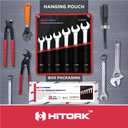 Hitork 6-Piece Large SAE Wrench Set, 12-Point Box End, Drop Forged Chrome-Plated Cr-V Steel, 15 Offset, Polished, Roll Pouch Included Sizes 15/16 to 1-1/4