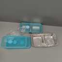 2Pcs 304 Stainless Steel Bento Boxes, 2 Compartments Portable Food Storage Containers Snack Boxes with Lids, Divided Meal Prep Lunch Box Food Container Dishwasher Safe (2PCS-Ocean Blue)