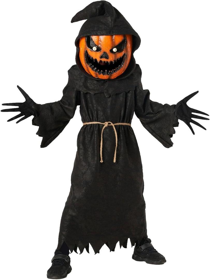 Morph - Pumpkin Grim Reaper Costume Kids - Boys and Girls Halloween Scary Phantom Costume - Boys Grim Reaper Costume - Grim Reaper Costume Boys - Kids Grim Reaper Costume For Boys (Size M)