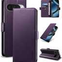 Wallet Flip Case for Google Pixel 10/10 Pro 5G - [RFID Blocking] Luxury PU Leather Card Holder Magnetic Phone Cover with Kickstand,Shockproof Protective Case,Purple