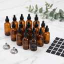 Jucoan 16 Pack Dropper Bottles, 4 oz/120ml Amber Glass Tincture Bottles with Graduated Glass Eye Droppers for Essential Oils, Perfume, 2 Stainless Steel Funnels,16 Chalkboard Labels