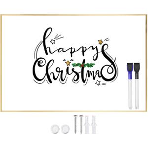 Dry Erase White Board, 24"x 36" Gold Aluminum Frame Magnetic Whiteboard for Wall Office,School,Home, Hanging Board for Decoration,Planning,Kitchen Grocery List,Drawing,MemoBB-Gold-6090+1
