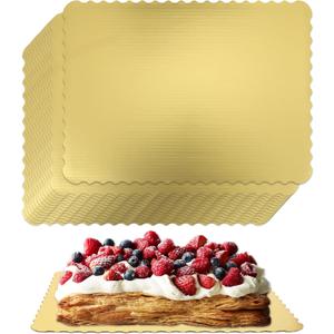 15 Pack 19 x 14 Inch Greaseproof Rectangle Cake Boards, Premium Corrugated Single Wall Cake Base Board Half Sheet Cake Board for Sheet Cake, Dessert Base, Cupcake and Cake Pizza(Gold)