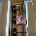 MyGift 3-Pillar Black Metal Candle Holder with Rustic Wood Tray and Handles, Tabletop/Mantel Centerpiece