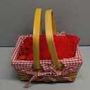 Hicarer Red Riding Hooded Cape with Picnic Basket Gingham Lining Red Cape Long Velvet Hooded Cloak with Basket for Halloween Costume Women (Small)