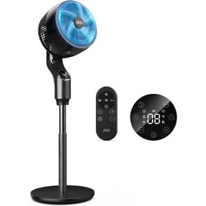 JRD Pedestal Fan, 70+85 Omni-directional Oscillating Fan For Bedroom, 100ft Circulator With Remote, DC Motor Quiet Standing Fans, Adjustable Height, 32 Speeds, 5 Modes, 24H Timer, Home (Black)