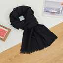Women's Cotton Blend Scarves Light Soft Solid Long Scarf, Black Color