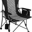 Folding Padded Camping Chair with Hard Armrest,Cup Holder,Heavy Duty for Adults,Paded Backrest,Portable Lawn Lightweight Outdoor Camp Chair,Support up to 400lbs, 22.8 X 23.6 X 35.8 inch