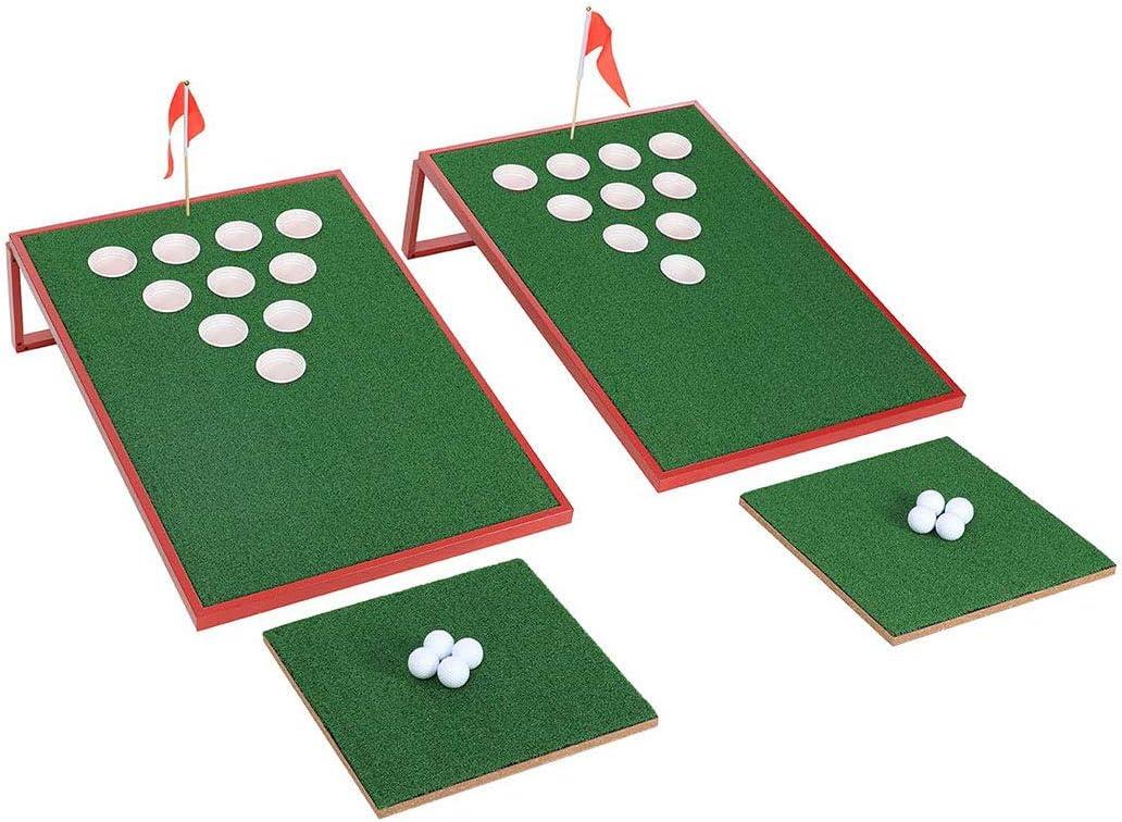 SPRAWL Golf Cornhole Set Exciting Golf Chipping Game Chip Shot Game for Tailgate Beach Backyard Man Cave (10K red)