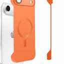 Omio Magnetic Slim Case for iPhone Air Compatible with MagSafe, Matte PC Ultra-Thin Bumper Frameless Borderless Minimalist Design with Camera Lens Protector for Men Women, Orange