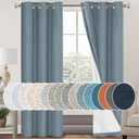 PrinceDeco 100% Blackout Linen Textured Curtains for Bedroom Linen Blackout Curtains 84 Inches Length 2 Panels Set Noice Reducing Soundproof Window Treatment Drapes with White Liner,Stone Blue, 42"W x 84"L