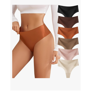 Thongs for Womens High Waisted Seamless for Women Underwear Sexy Breathable Panties 6 Pack, Size -XXL