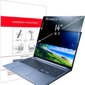 14 Inch (16:9) Anti-blue Light Privacy Screen Filters, Double-sided, Compatible With Multiple Computer Model, Limited Viewing Angle To +/- 30