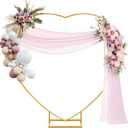Heart Shape Wedding Metal Arch Backdrop Gold Flower Balloon Arbors Stand for Wedding Birthday Party, Graduation Decorations and Baby Shower 2M, 6.6FT