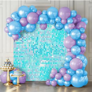 Shimmer Wall Backdrop Blue Wall Panels 24Pcs Square Sequin Shimmer Wall Backdrop Decoration for Birthday Party,Wedding, Anniversary