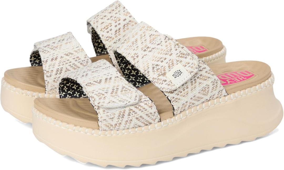 HEYDUDE Women's Delray Slide Surf Baja Loafer (6.5, Tan/Multi)
