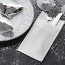 Disposable Dinner Napkins Cloth Like with Built-in Flatware Pocket,Wedding Party Linen Feel White Napkin, Prefolded for Silverware,15.74"x15.74" Pack of 50