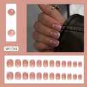 French Tip Press on Nails Short Square Fake Nails with Designs Short Glue on Nails White French False Nails Gel Artificial Acrylic Nails Kit Ombre Full Cover Stick on Nails for Women 24Pcs