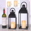 MATAHUM Lanterns Decorative Outdoor Indoor, Black Metal Outdoor Lanterns, 17'' 13'' Set of 2 Modern Farmhouse Candle Lantern Decor Rustic Lanterns Centerpieces for Patio, Front Porch, Mantel, Wedding